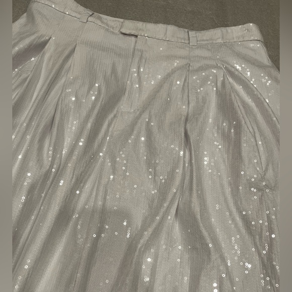 [US14] By Anthropologie The Avery Pleated Maxi White Skirt Sequin Edition NWOT - Picture 6 of 11